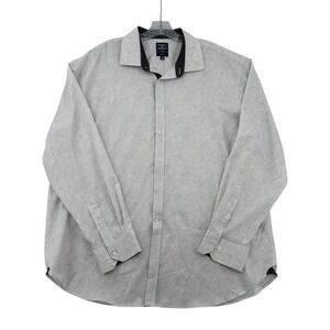 Society of Threads Mens XXL Slim Fit Grey Paisley 4-Way Stretch No Iron Shirt